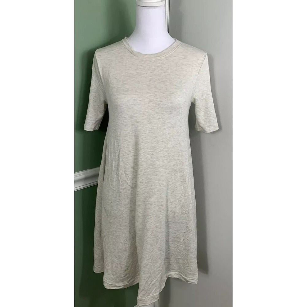 Lou & Grey XS Gray Lagenlook Casual Comfy Minimalist T Shirt Dress Basic Capsul